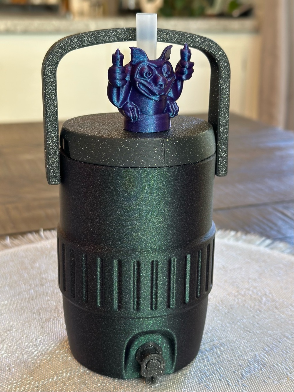 Disney Halloween Themed Can Cooler with Haunted Mansion Gargoyle Straw Topper - Picture 3 of 5